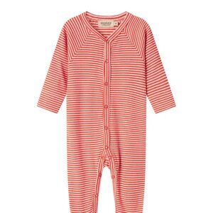 Marmar footie striped snap with beanie - red stripe 4M (fits like a 6-9)